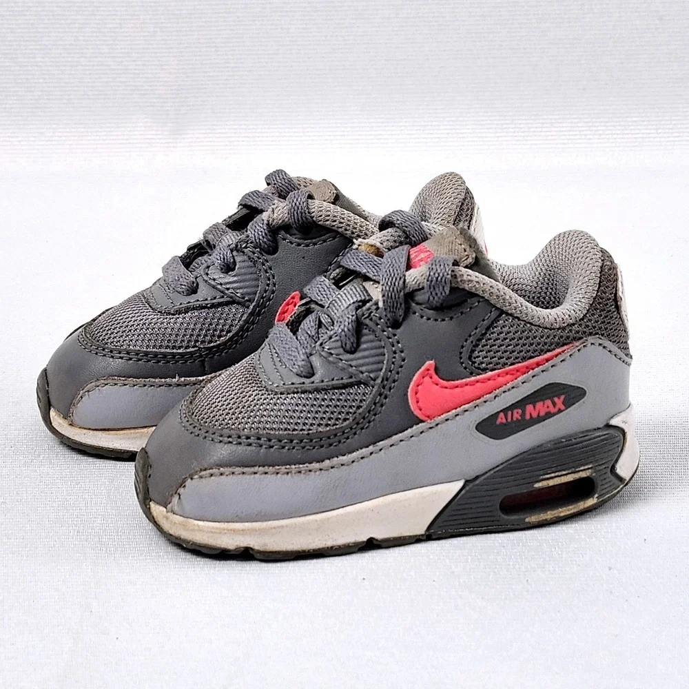 Nike Air Max 90‎ Sneakers Toddler Baby Size 4C Gray Pink Athletic Lace Up Shoes - Picture 3 of 9
